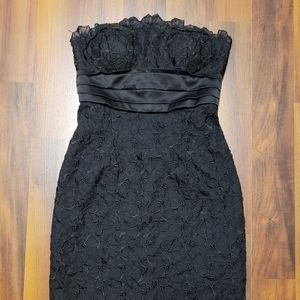 Black Jessica Simpson Floral Textured Strapless Dress
